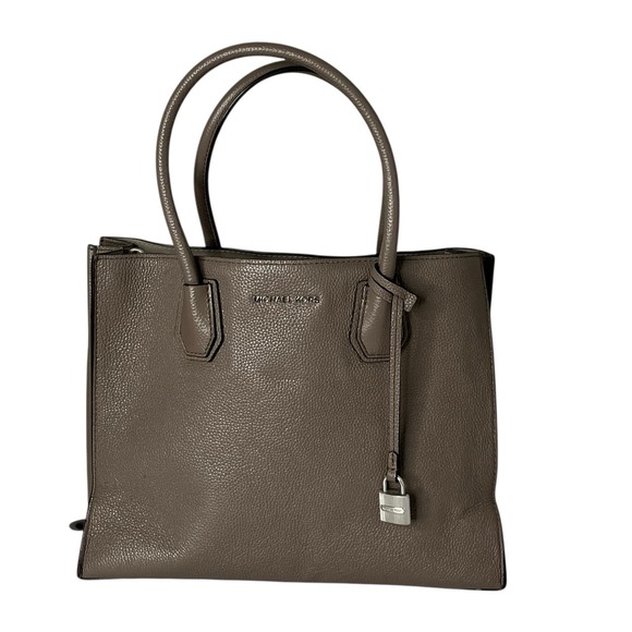 Michael Kors‎ Mercer Large Pebbled Leather Accordian Tote Bag in Brown - Picture 1 of 13